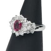 Pt900 プラチナ ルビー1.03ct ダイヤ1.23ct リング 指輪 レディース 15号 【中古】